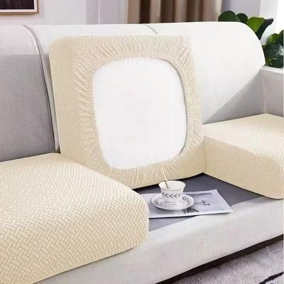 Thick Jacquard Elastic Sofa Seat Cover Protector beige plus Size (m) 1pc