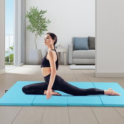Thick PU Leather Folding Exercise Mat, 4 Panel Yoga Mat With Handles For Easy Transport Thick PU Leather Folding Exercise Mat, 4 Panel Yoga Mat With Handles For Easy Transport