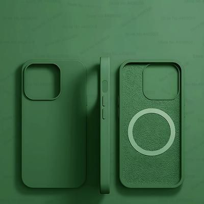 MagSafe Liquid Silicone Magnetic Case For IPhone 16 15 14 13 12 11 Pro Max | Wireless Charging & Shockproof cangling Green for Iphone 12 Promax