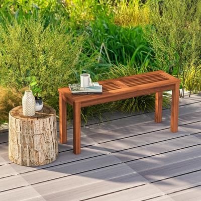 Outdoor Backless Dining Bench, 2 Seater Patio Bench With Breathable Slatted Seat Durable & Versatile Outdoor Backless Dining Bench, 2 Seater Patio Bench With Breathable Slatted Seat Durable & Versatile