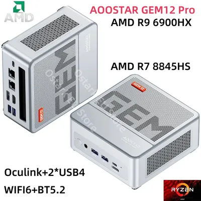 GEM12 AMD R7 7840HS/R9 6900HX Gamer Mini PC Windows11 DDR5 32GB 1TB PCie4.0 NVMe SSD Wifi6 BT5.2 komputer biurowy