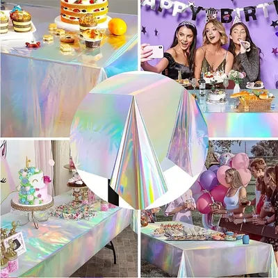 Disposable Tablecloth Metal Aluminum Film Party Decorative Tablecloth Waterproof Tablecloth Wedding Birthday Holiday Gifts