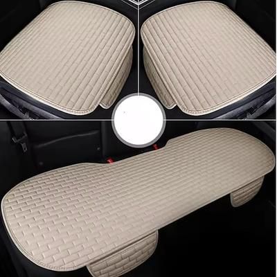 Coprisedile universale in lino da 3 pezzi, traspirante, in tessuto di lino, per sedili anteriori e posteriori, protezione per interni auto, accessori per auto da uomo