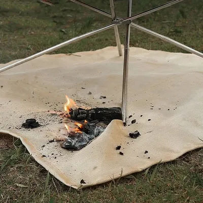 Tapis de foyer 39.4x39.4 pouces, couverture ignifuge, tapis en tissu ignifuge pour Camping, résistant à la chaleur, pour pique-nique et Barbecue en plein air
