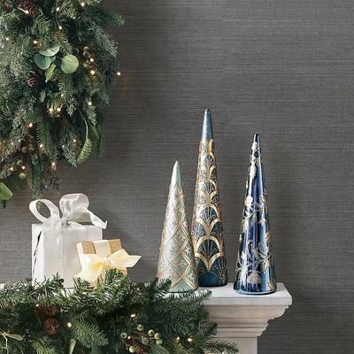 Moonlit Merriment Glass Tree Trio - Frontgate - Christmas Decor