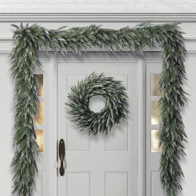 Set of 2 Juniper Brilliance Greenery Collection - 6' Garland - Frontgate - Outdoor Christmas Decorations