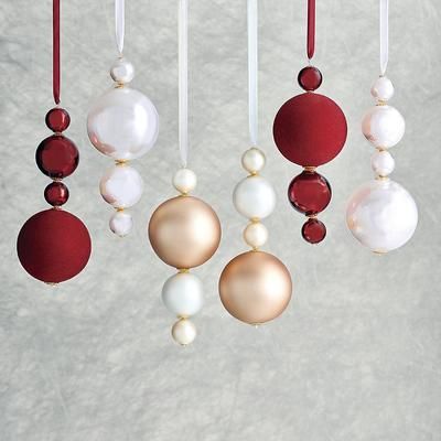 Set of 6 Tiered Glass Finials - Burgundy - Frontgate