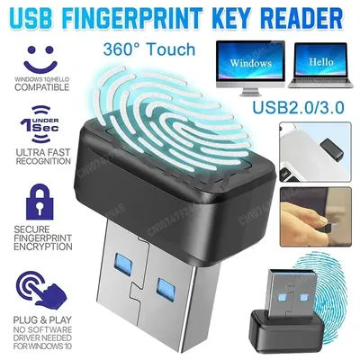 USB Fingerprint Key: Windows-compatible biometric scanner for password-free login, ideal for PC security