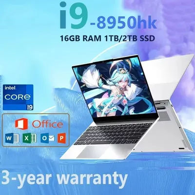 14.1 Inch Laptop Windows 11 Office NoteBook Study PC Gaming Computer Intel Core i9-8950HK 16GB RAM 1TB/2TB SSD 1920*1080P Laptop