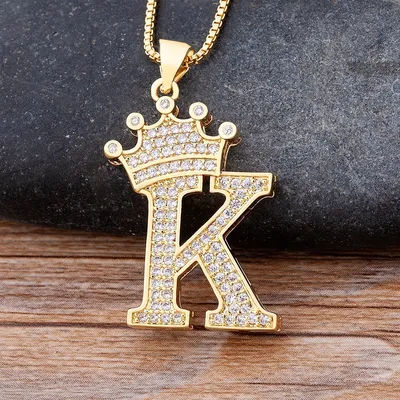 Nidin New Design 26 Letters A-Z Zircon Crown Initial Alphabet Pendant Necklace Punk Hip-Hop Style Choker Chain Jewelry Gift