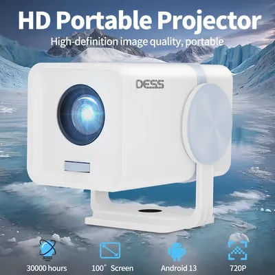DESS Projector Android 13 Dual Band Wifi6 BT5 Portable Projector Power Bank Powered Office Home Android Cinema Smart Projector