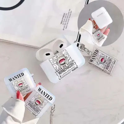 Custodia protettiva ONE PIECE Rufy con pendente in acrilico per Airpods 4 3 2 1 Pro Accessori per auricolari Custodia per auricolare Bluetooth in silicone