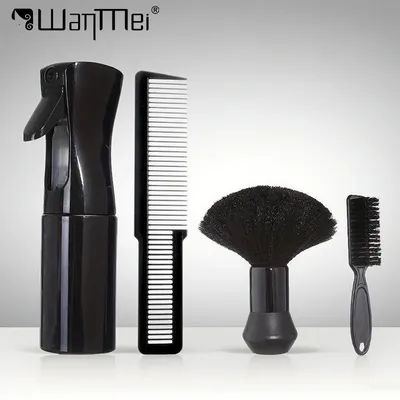 4pcs Professional Barber Brush Set Neck Duster Beard Haircut Comb Water Spray Bottle Anti-Static Beard Shaving Supplies Salon