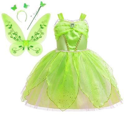 Settimana del libro 2026 Peter Pan Fiaba Principessa Elfo Campanellino Vestito Bambina Vestito Tulle Personaggi dei libri di fiabe Film Cosplay Per Ragazze Bambini Halloween Carnevale Spettacolo Vestito Educativo