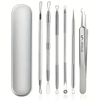 Blackhead Removal Tool Acne Extractor Acne Cleaning Kit, suitable for blemishes, white hole bursts, nose and face tools iron box