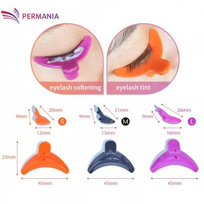 Permania 1 Pair Silicone Eyelash Lift Pads 3 Sizes Anti-fall Off Lash Perm Rods Reusable Anti-Slip Lashes Curler Makeup Tool