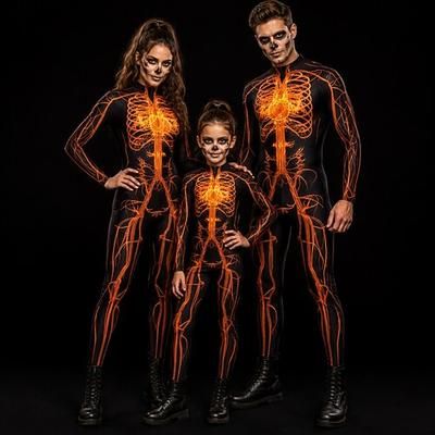 Costume di Carnevale Tuta Intera Costumi zentai con motivi Costume Cosplay Body 3D Scheletro Stampa Costume Sexy Halloween Per uomo Per donna Ragazzi Costume per Feste Performance Mascherata Bambini