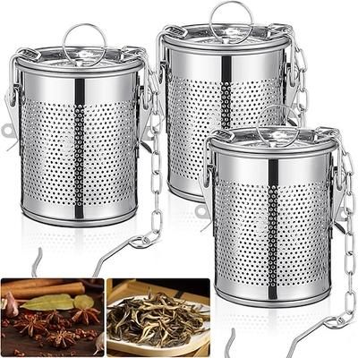 grande infusore per tè sfuso, colini in acciaio inox e filtro a maglia extra fine per spezie con gancio a catena e coperchio