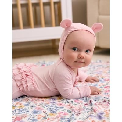 Prima Pink Bear Bonnet - 3-6 months