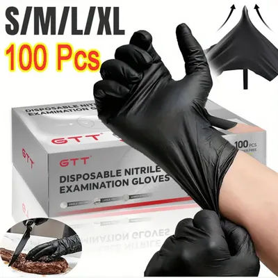 100/200/400/800Pcs Black Nitrile Examine Gloves Disposable 5MIL Medical Latex-Free Cleaning Work Glove For Tattoo Car Laboratory