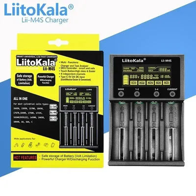 LiitoKala Lii-M4S Lii-M4+U1 Lii-500 18650 Smart Charger LCD Display for 26650 21700 32650 20700 21700 16340 AA AAA battery