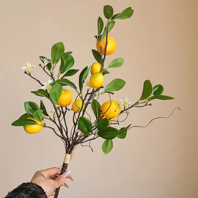 1Pc Artificial Flower Lemon Branch Simulated Plastic Fruit Plant Hotel Restaurant Home Decor Wedding Party Props DIY Fake Floral