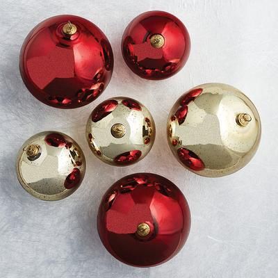 Set of 6 Oversized Mercury Glass Ornaments - Gold, 8 in. (Set of 6) in Gold - Frontgate