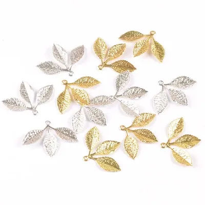 20pcs 31x23mm Gold/silver Leaf Filigree Wraps Connectors Metal Crafts Gift Decoration DIY handmade Findings Scrapbooking ykl0784