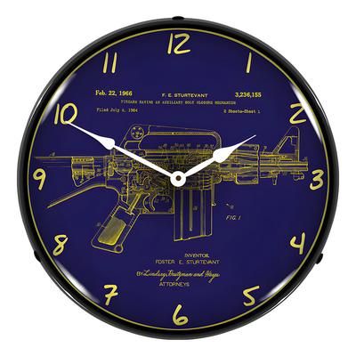Collectable Sign and Clock AR-15 Patent Blueprint Backlit Wall Clock