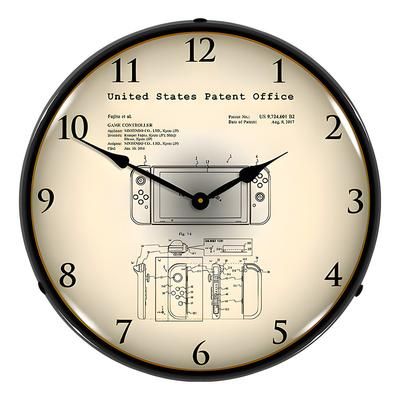 Collectable Sign and Clock 2016 Nintendo Switch Patent Blueprint Backlit Wall Clock