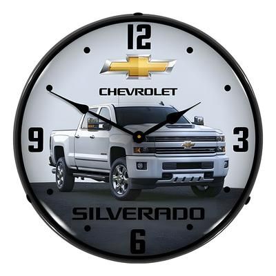 Collectable Sign and Clock 2017 Chevrolet Silverado Backlit Wall Clock