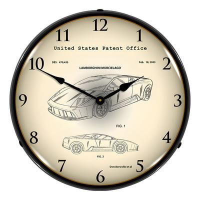 Collectable Sign and Clock 2003 Lamborghini Murcielago Patent Blueprint Backlit Wall Clock