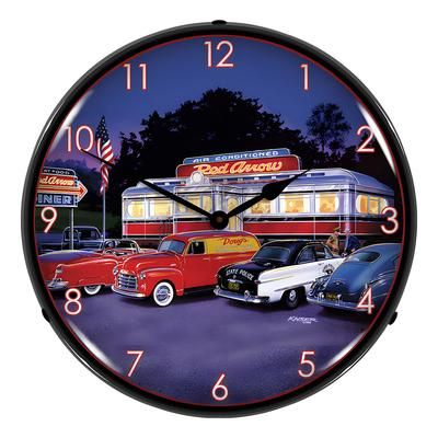 Collectable Sign and Clock Red Arrow Diner Backlit Wall Clock