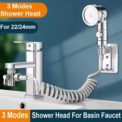 Shower Faucet Set With Hose and Holder 3 Modes Handheld Shower Head Tap Extend Sprayer Sink Boost Bathroom Hair Washing Shower