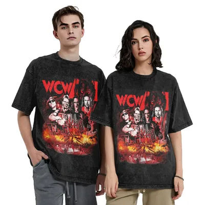 NWO Wolfpac Retro Bootleg Vintage Washed T Shirts for Men Women Cotton Hipster T-Shirt Crew Neck Tees Short Sleeve Tops Printed