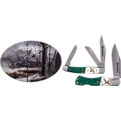 Remington Pintails Collector Set 3.5 inch Lockback & 3.5 inch Stockman Closed length Stainless Steel R15713
