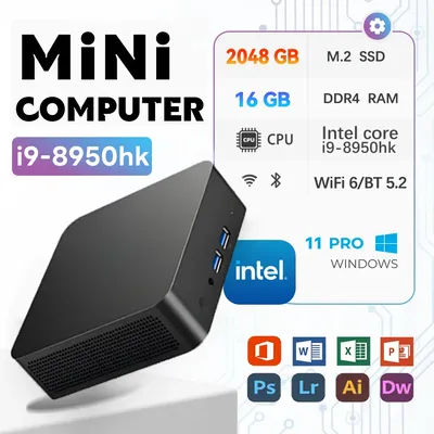 Brand-new Windows 11 MINI Computer Intel Core i9 8950HK /N50595A MINI PC 16GB DDR4 2048GB SSD WIFI 6 BT5.2 Gaming MINI PC