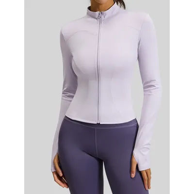 Women's Zip - Up Sports Jacket with Stand - Up Collar, Slim Fit for Workout & Yoga