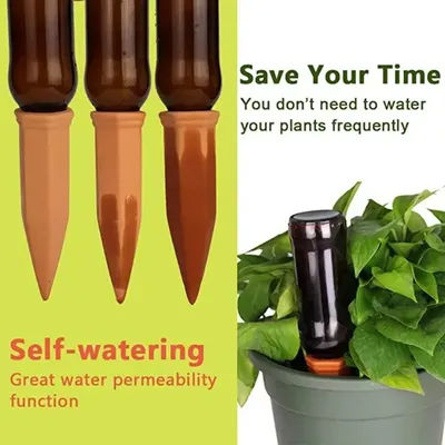 4 pezzi di piante a goccia per vasi da fiori, pali autoirriganti, dispositivi automatici per acquerine per piante in terracotta, sistema di irrigazione automatica dell'acqua