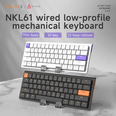 AJAZZ NKL61 Low-Profile Red Switch ABS Black Wired DIY Mechanical Keyboard