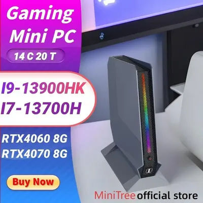 Office AI Gaming Mini PC Core i9 13900HX NVIDIA Geforce RTX4070 8G 32GB DDR5 Triple 4K Windows11 Pro Desktop Mini Computer Wifi6