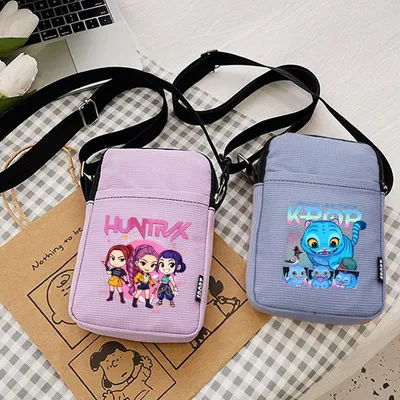 Demone Hunter Woman Mobile Phone Shoulder Bag Cute Anime Print Street Casual Strap Small Packet Case Y2K Kawaii Girl's Hand Bags