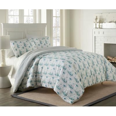 Reversible Micro Flannel® Sherpa 3-Pc. Comforter Set by BrylaneHome in Watercolor Pine (Size FL/QUE)