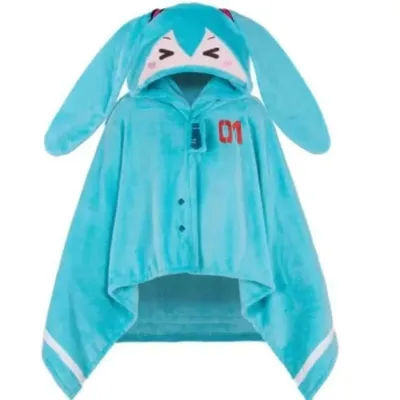 Nouveau Hatsune Miku dessin animé mignon cape couverture FUFU petit oreiller 2D fournitures de meubles Kawaii à capuche climatisation couverture