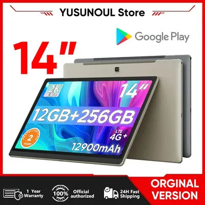 Global Language Google Play Certified Large Screen 14.1 Inch Tablet Pc 256GB Phone Call Bluetooth 5G WiFi Learning Game Pad