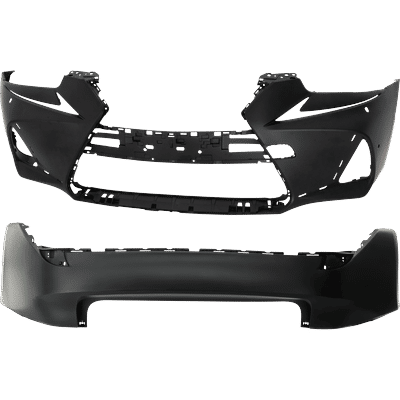 Replacement Bumper Cover Primed, Front & Rear, 1-year unlimited-mileage warranty SET-RL01030120P-B