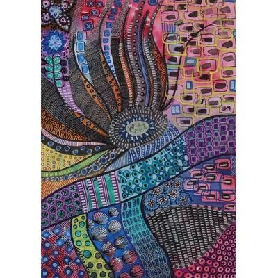 Folklore Rooster,'Signed Intricate Abstract Painting from India'