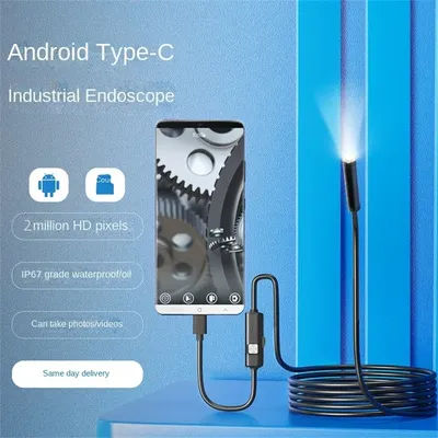 1080P Type C 7.0MM IP67 Waterproof Endoscope Camera LED Adjustable Flexible Inspection Borescope Dual Lens Camera For Phone PC