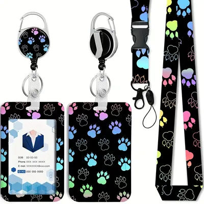 Dog claw badge clip with retractable reel and detachable lanyard, retractable heavy badge reel, ID clip with detachable lanyard,