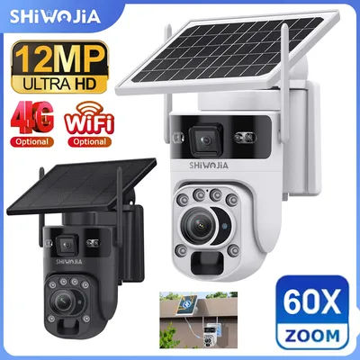 INQMEGA 12MP 60X Optics Zoom 2-Lens 4G WIFI Solar Camera Wireless Outdoor Security PIR Human Detection Color Night Vision UBOX